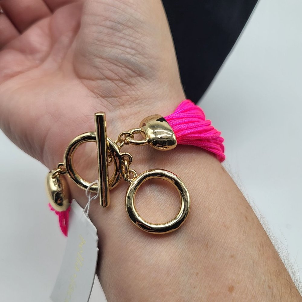 bella jack multi strand hot pink gold tone beaded bracelet barbiecore - Picture 9 of 9